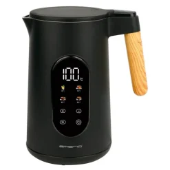 Vannkoker med termostat 1,7L svart/tre