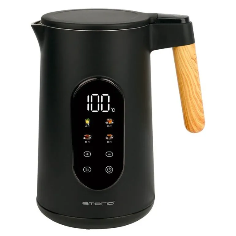 Vannkoker med termostat 1,7L svart/tre