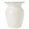 Vase med bølgekant 25 cm hvit/blå