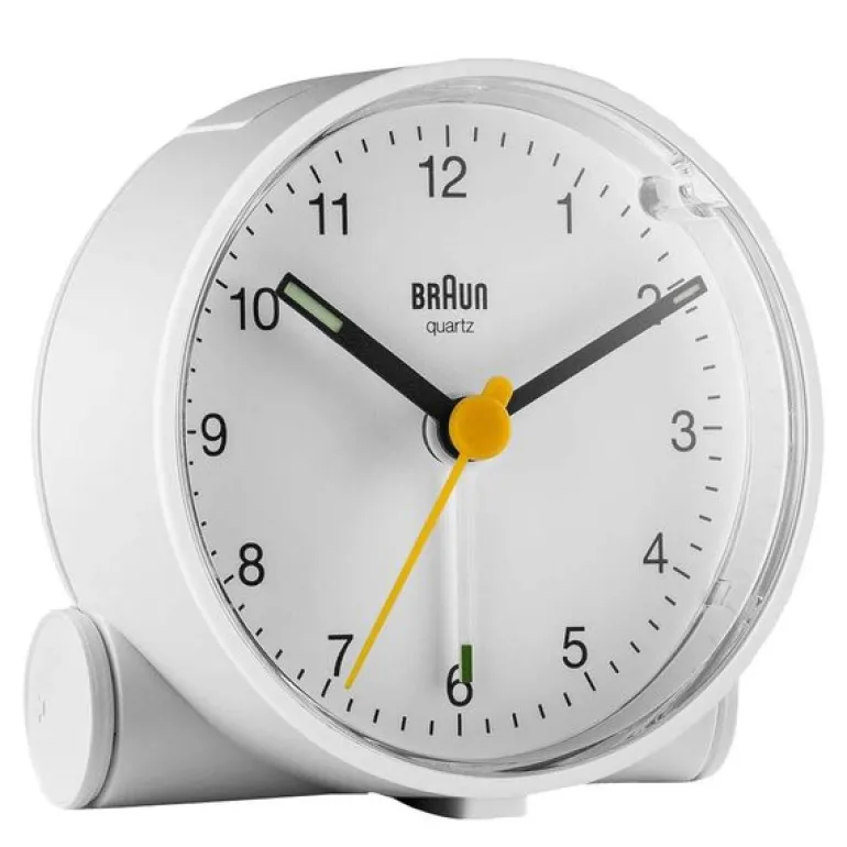 Vekkerklokke analog 6,9 cm hvit