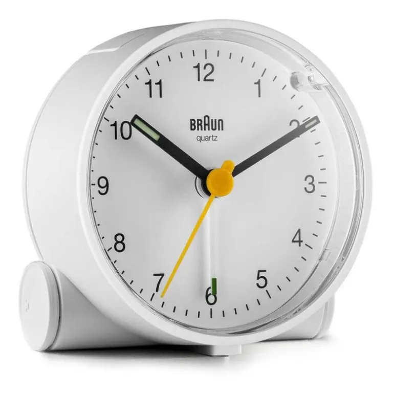 Vekkerklokke analog 6,9 cm hvit