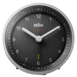 Vekkerklokke analog DCF 8 cm sølv/svart