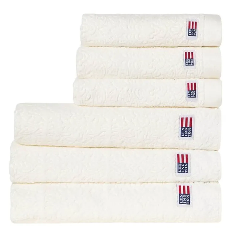 Velour jacquard ornament håndkle 70x130 cm snow white