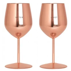 Vinglass stål NYTER & LIVET 45 cl 2 stk roségull