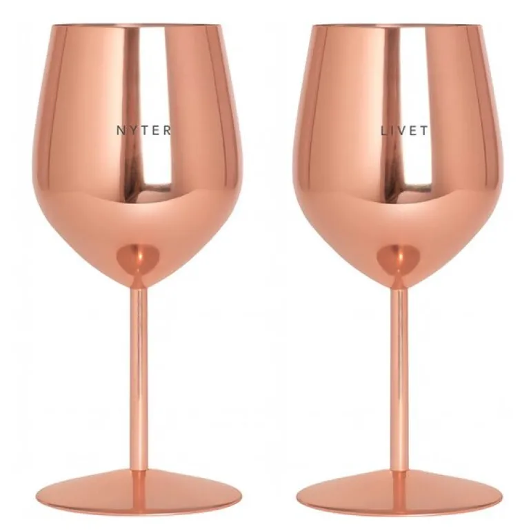 Vinglass stål NYTER & LIVET 45 cl 2 stk roségull