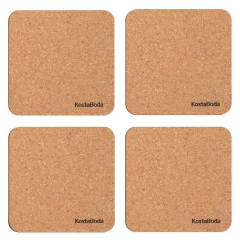 Viva glassbrikke 9,6x9,6 cm 4 stk kork