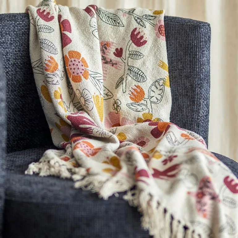 Vivielle pledd 160x130 cm blomster lys