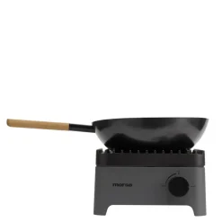 Vulcano wokpanne 36 cm karbonstål/eik
