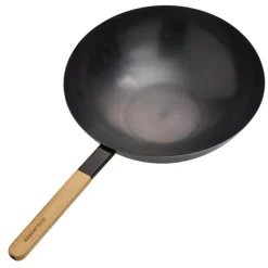 Vulcano wokpanne 36 cm karbonstål/eik
