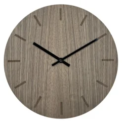 Walnut veggklokke 28 cm valnøtt m/svart viser