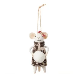 Walter mus julepynt ull 12 cm brun
