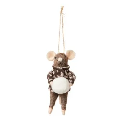 Walter mus julepynt ull 12 cm brun/brun