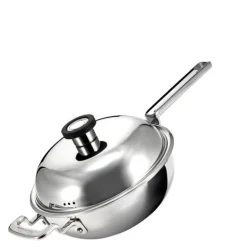 316 wokpanne med lokk 22 cm rustfritt stål