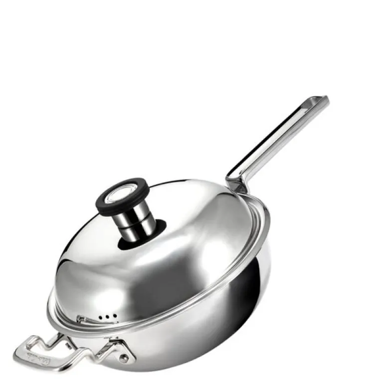 316 wokpanne med lokk 22 cm rustfritt stål